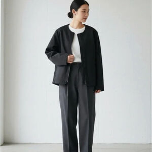 OAK + Fort Black Cotton Padded Zip Jacket w/ Horizontal Stitch Size M